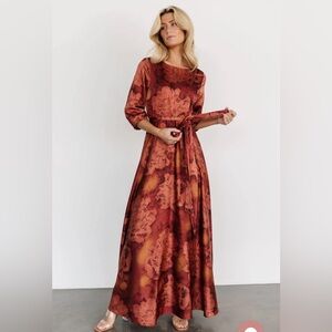 Baltic born paula satin maxi dress terracotta floral 
NWT